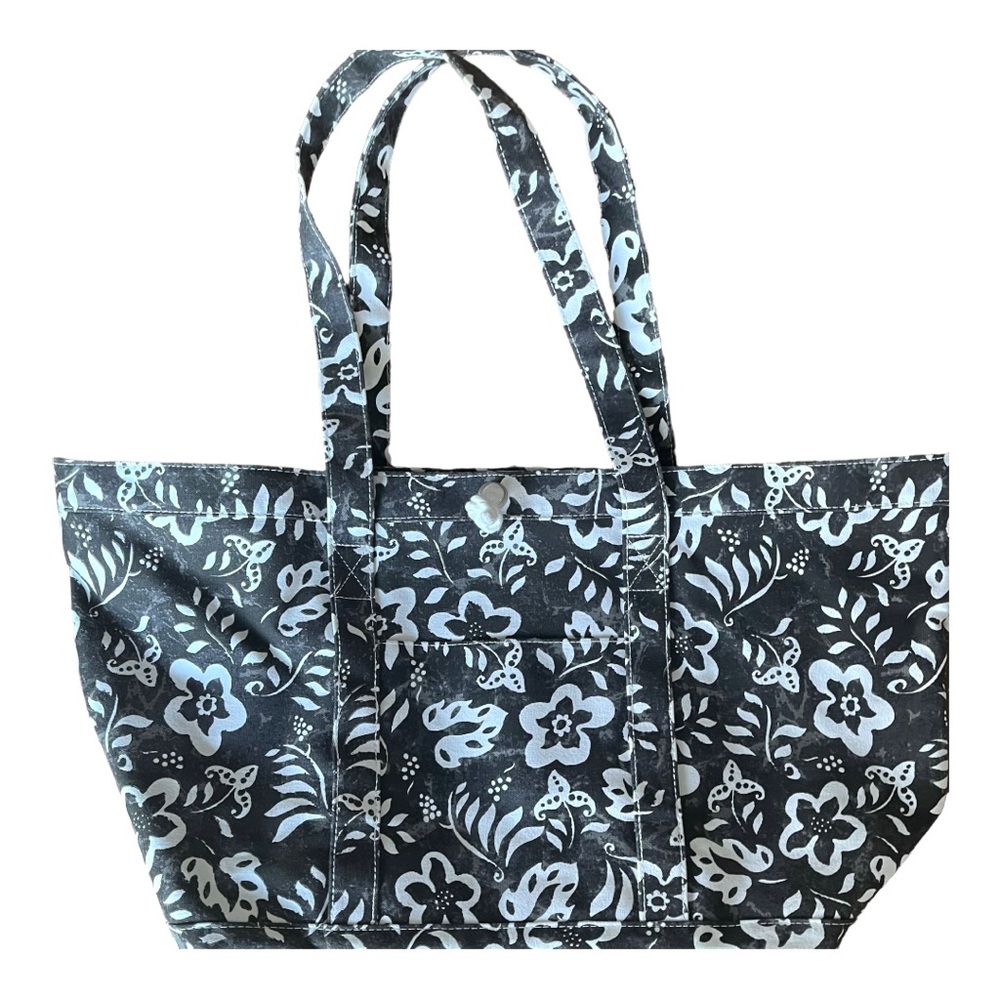 Mixit Oversized Tote Bag Black and White Floral Print Beach Bag